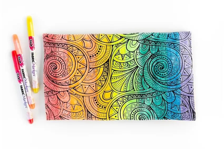 Rainbow Ombre Coloring Craft with Fabric Markers