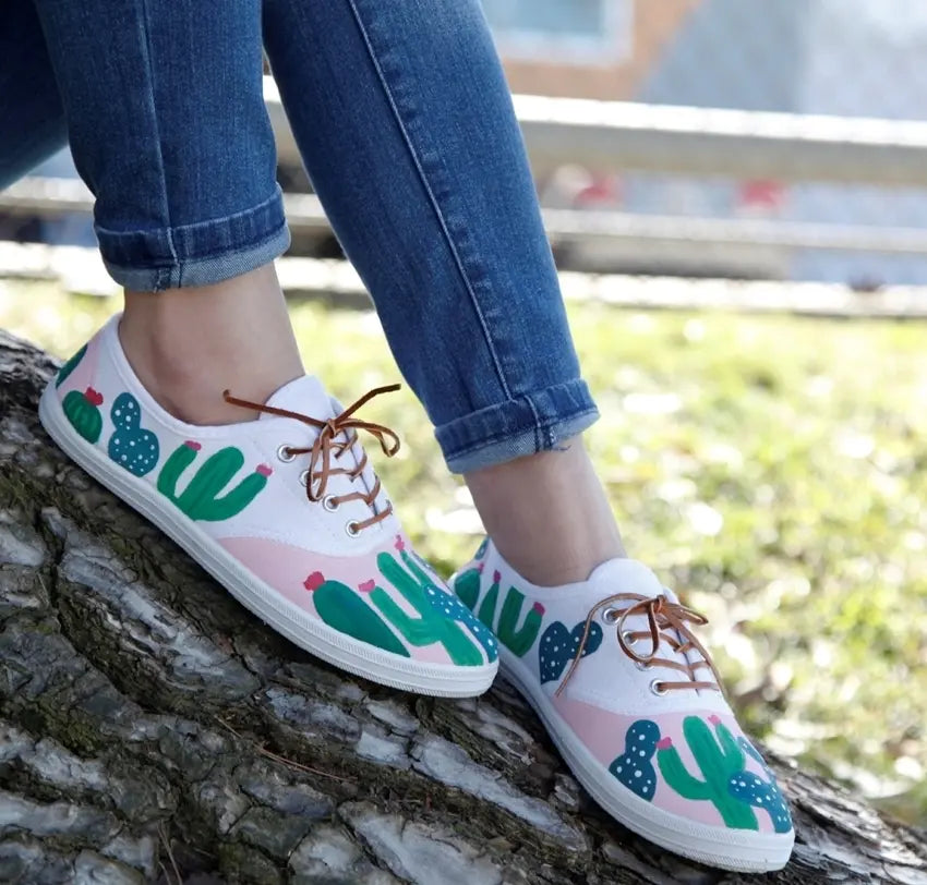 Painted Cactus Print Shoes