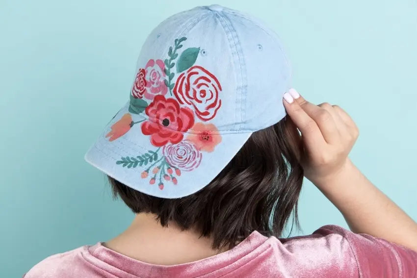 Painted Floral Print Baseball Cap