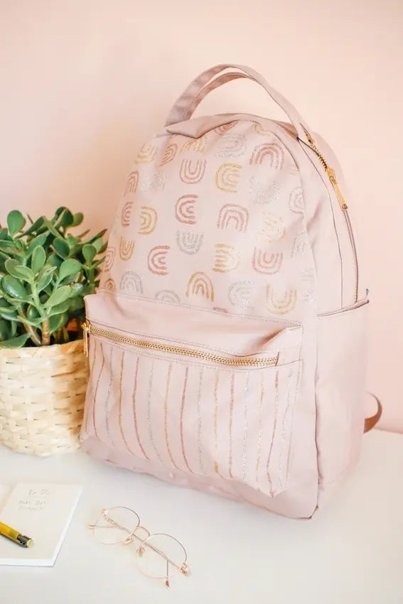 Painted Metallic Rainbow Print Backpack