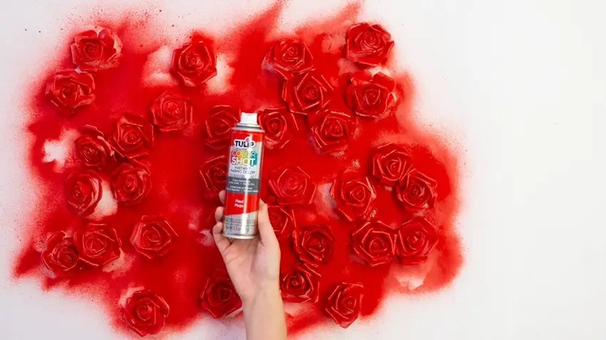 Spray paint your flowers red