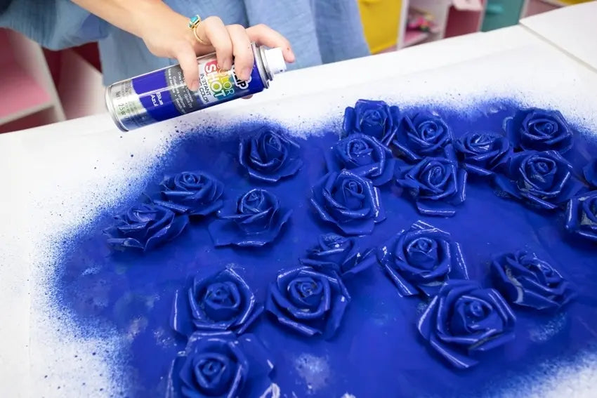 Spray paint your flowers blue