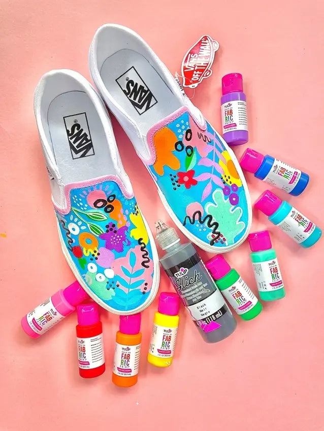 Personalized hand-painted shoes with Tulip Fabric Paints