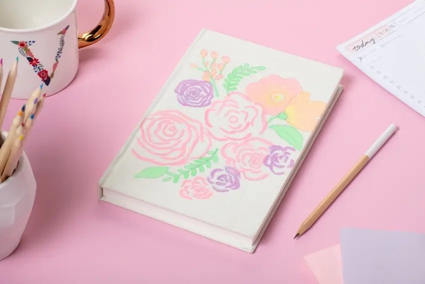 DIY Floral Notebook with Brush-On Fabric Paints
