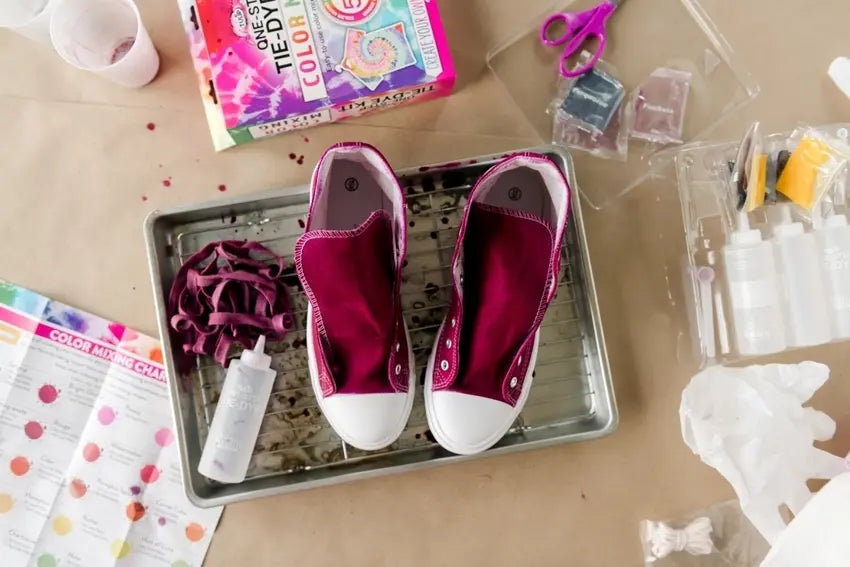 Let dyed shoes set for 8 hours or overnight