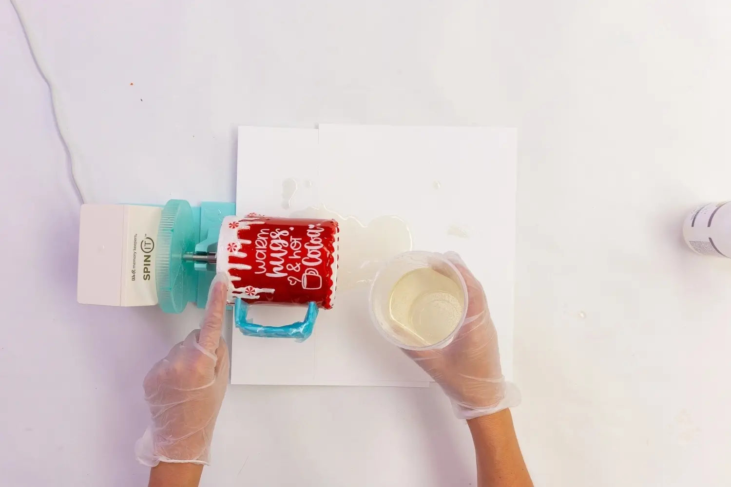 Pour and spread epoxy resin into tumbler