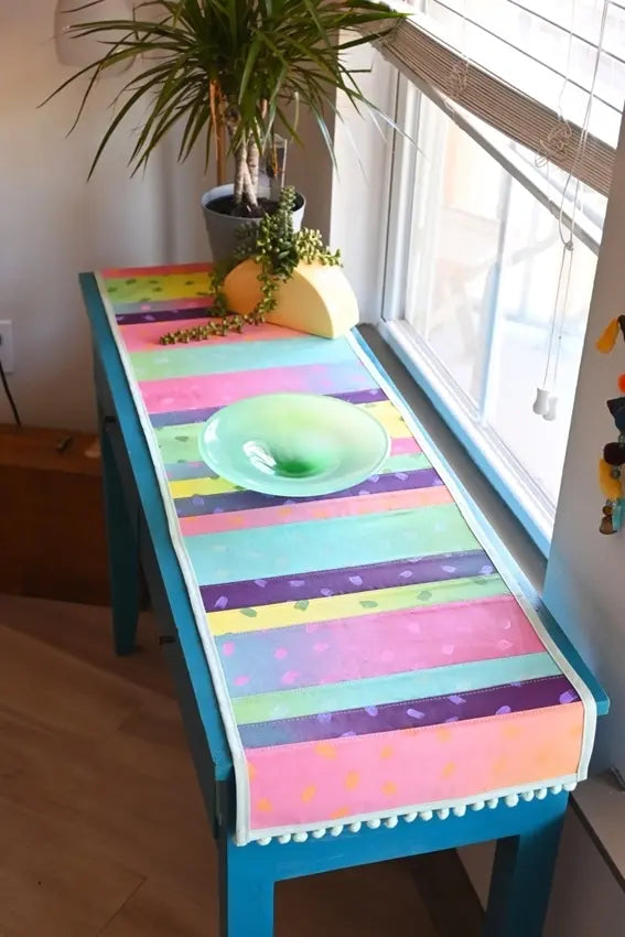 Rainbow color block table runner