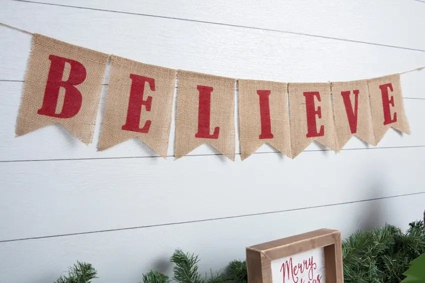 Believe Pennant Banner with Fabric Spray Paint