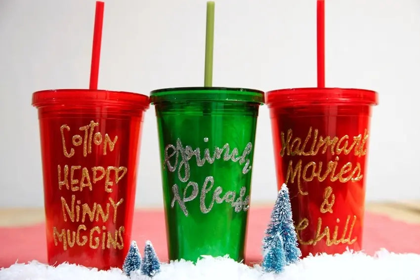 Personalized Glitter Tumblers with Puff Paint