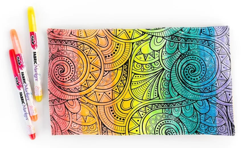 Rainbow Ombre Coloring Craft with Fabric Markers