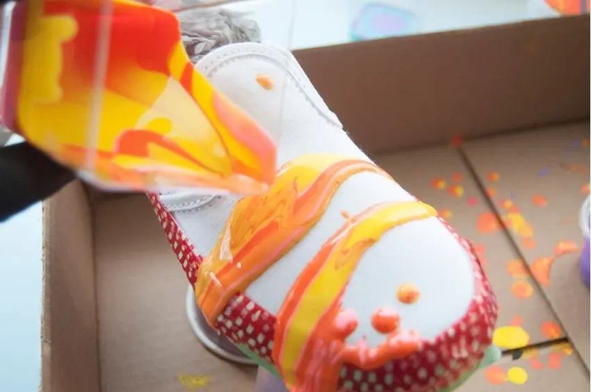 Dirty Pour Shoes with Fabric Paint