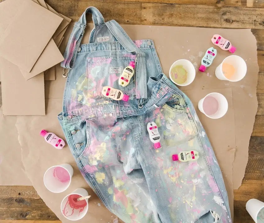 Upcycled Splatter Paint Overalls with Fabric Paint