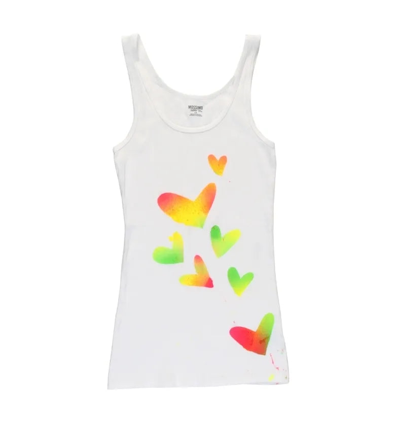 8. Heart Tank Top with Spray Dye