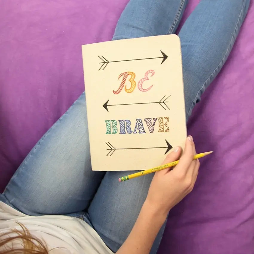 “Be Brave” Inspirational Quote Art with Fabric Markers)