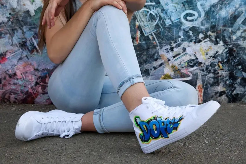 “DOPE” Graffiti Sneakers with Fabric Markers