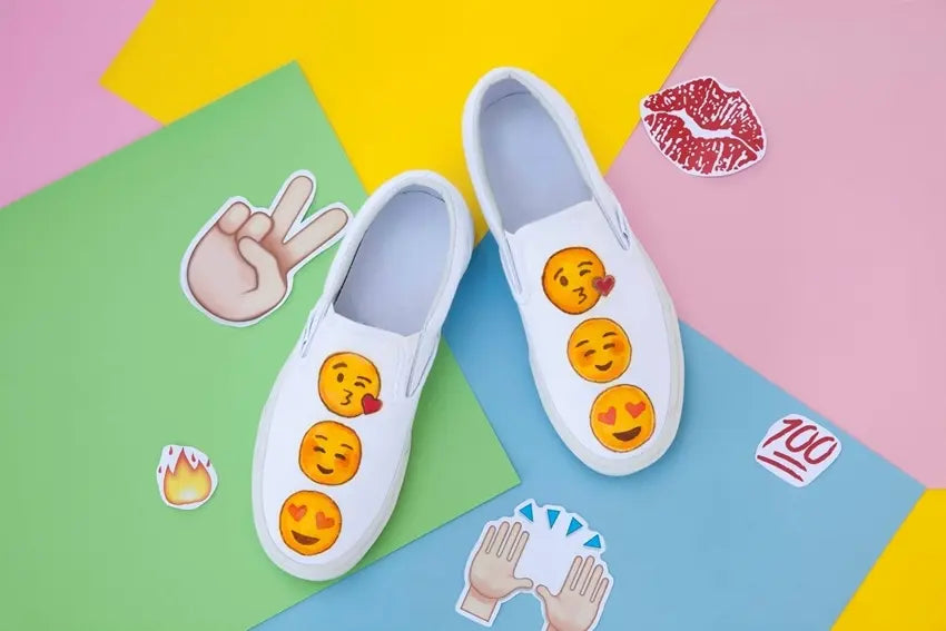 DIY Emoji Canvas Shoes with Fabric Markers