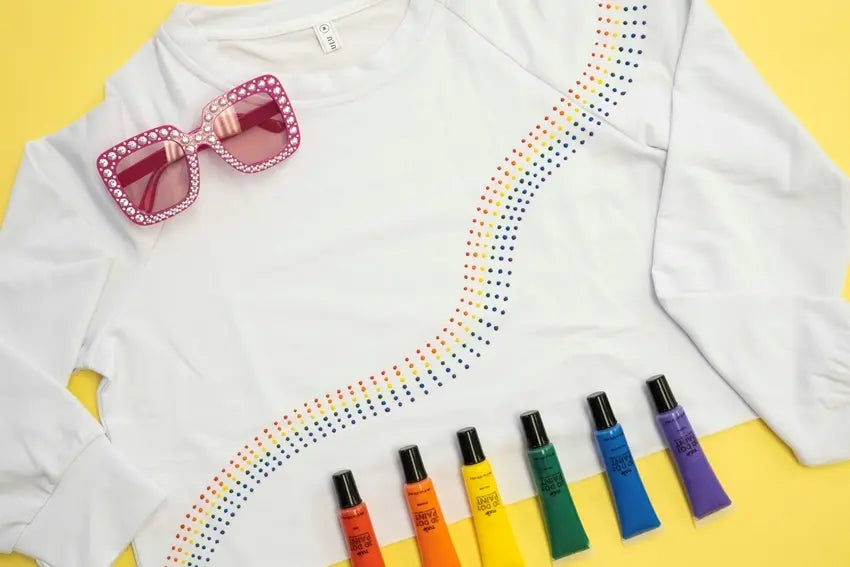 Step 4: Wear your rainbow dot art sweater