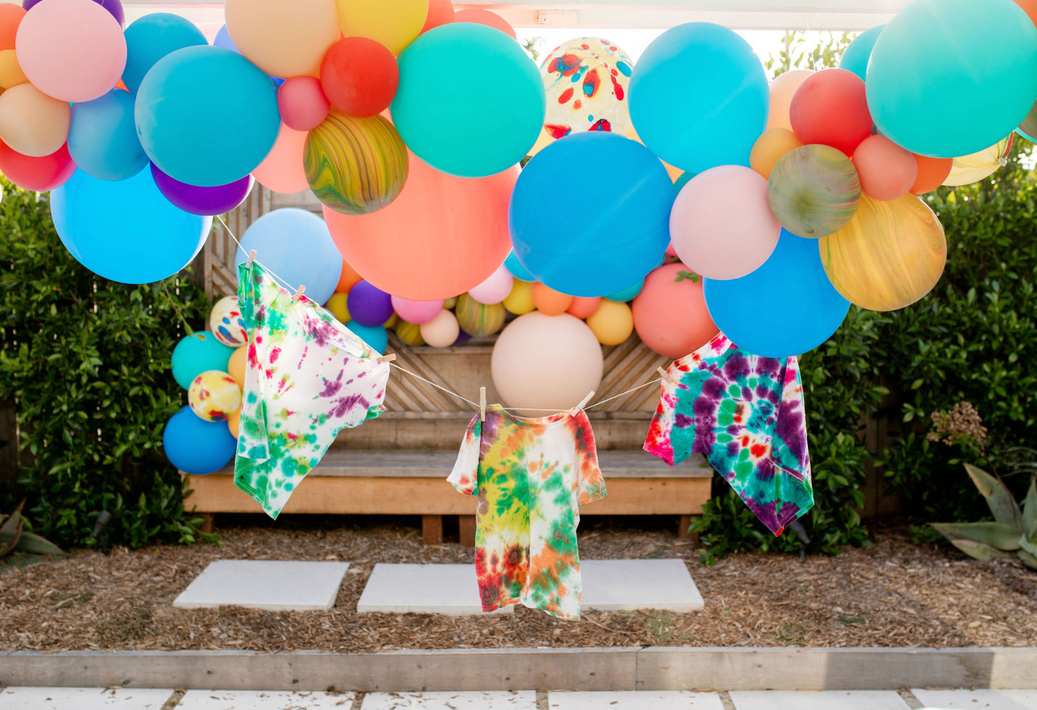 Tie-dye backdrop made with Tulip One-Step Tie Dye