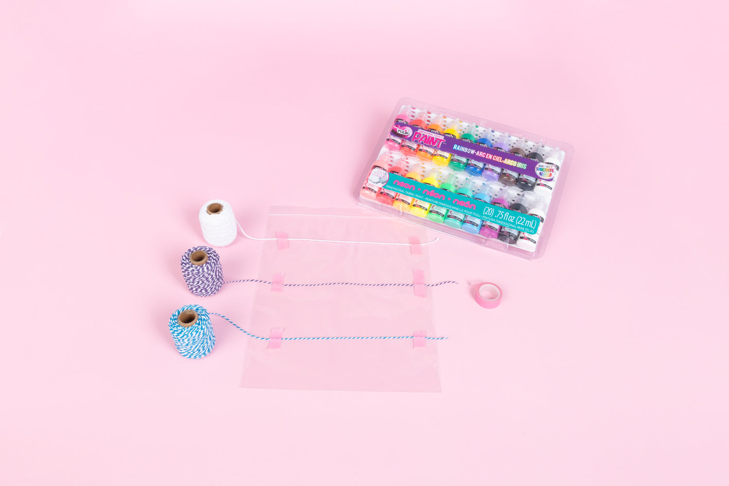 Prepare materials for DIY friendship bracelets with Puff Paint