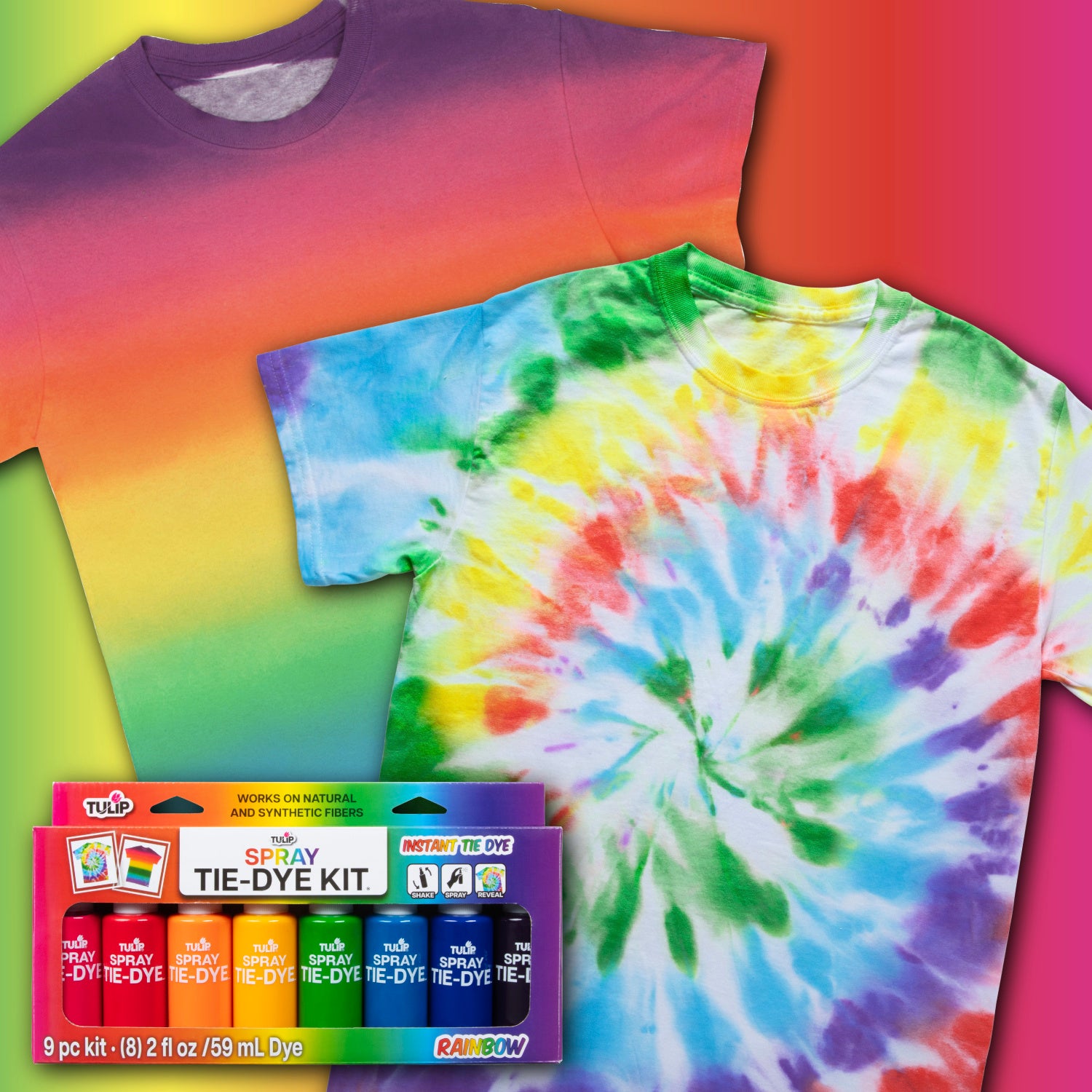Simple spray dye designs with Tulip Spray Tie-Dye Kit