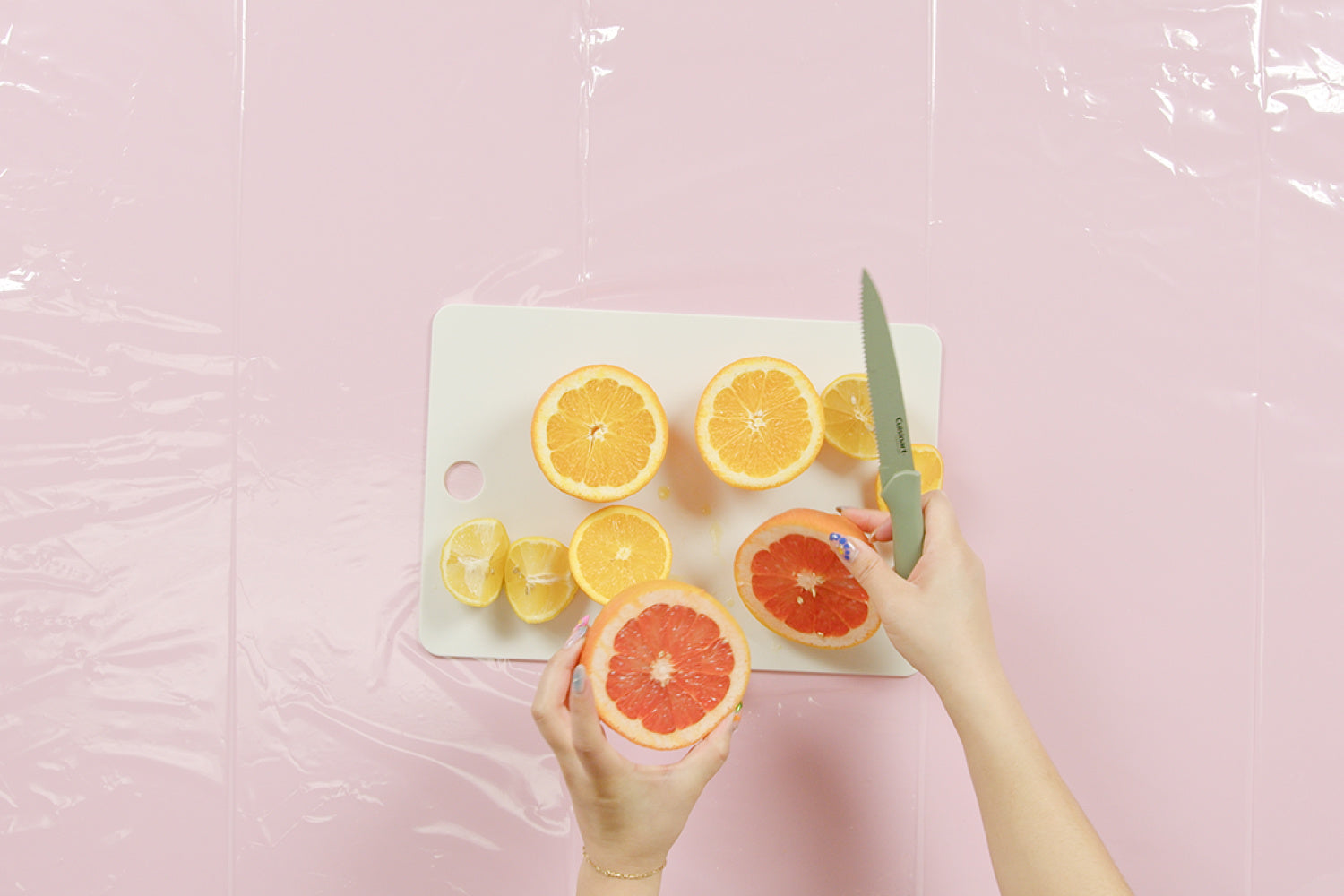 Cut the citrus fruit with a sharp knife