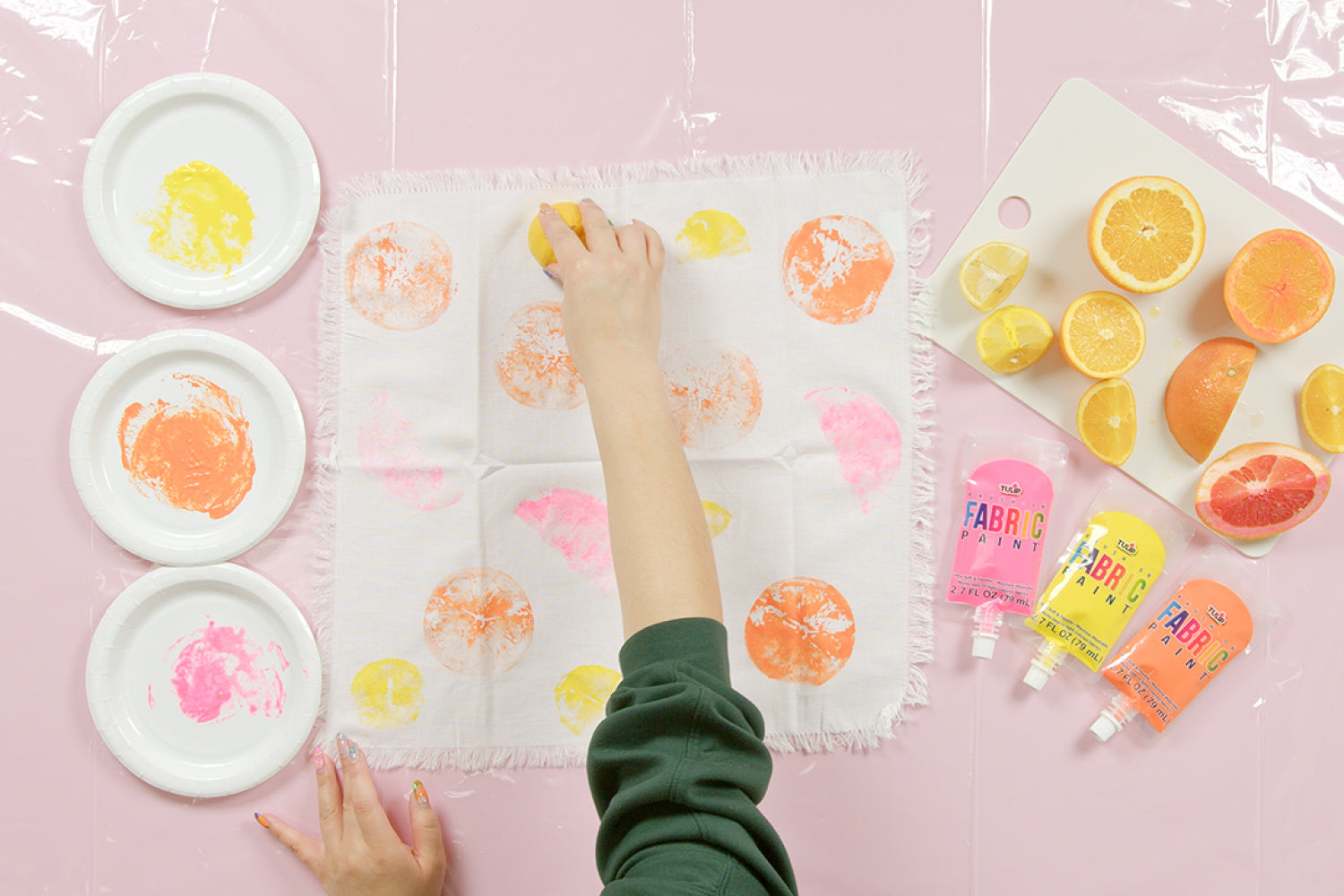 Repeat to create a custom napkin with assorted fruit prints