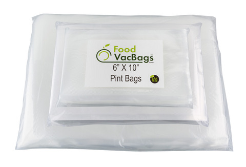 50 Pint 6 x 10 FoodVacBags Black & Clear Vacuum Sealer Storage Bags