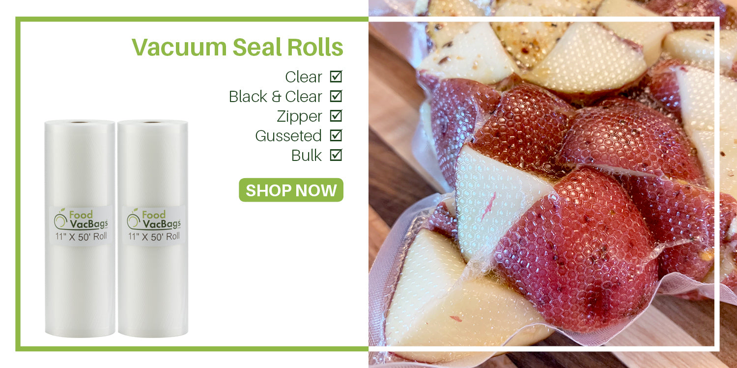 Vacuum Sealer Rolls | Clear | Black & Clear | Zipper | Gusseted & Expandable | Bulk