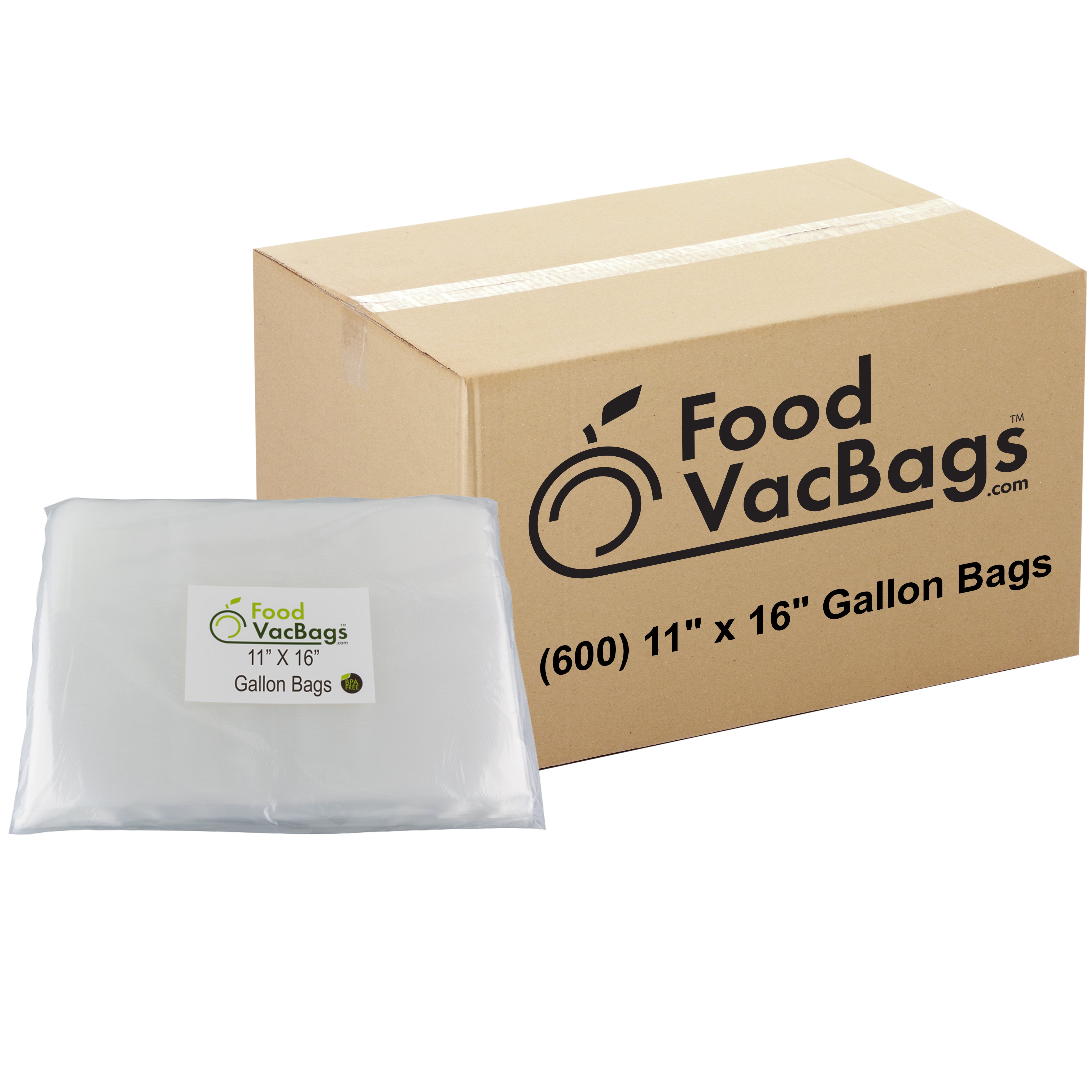 50 FoodVacBags Gallon-Sized 11 x 16 Zipper Black Back & Clear