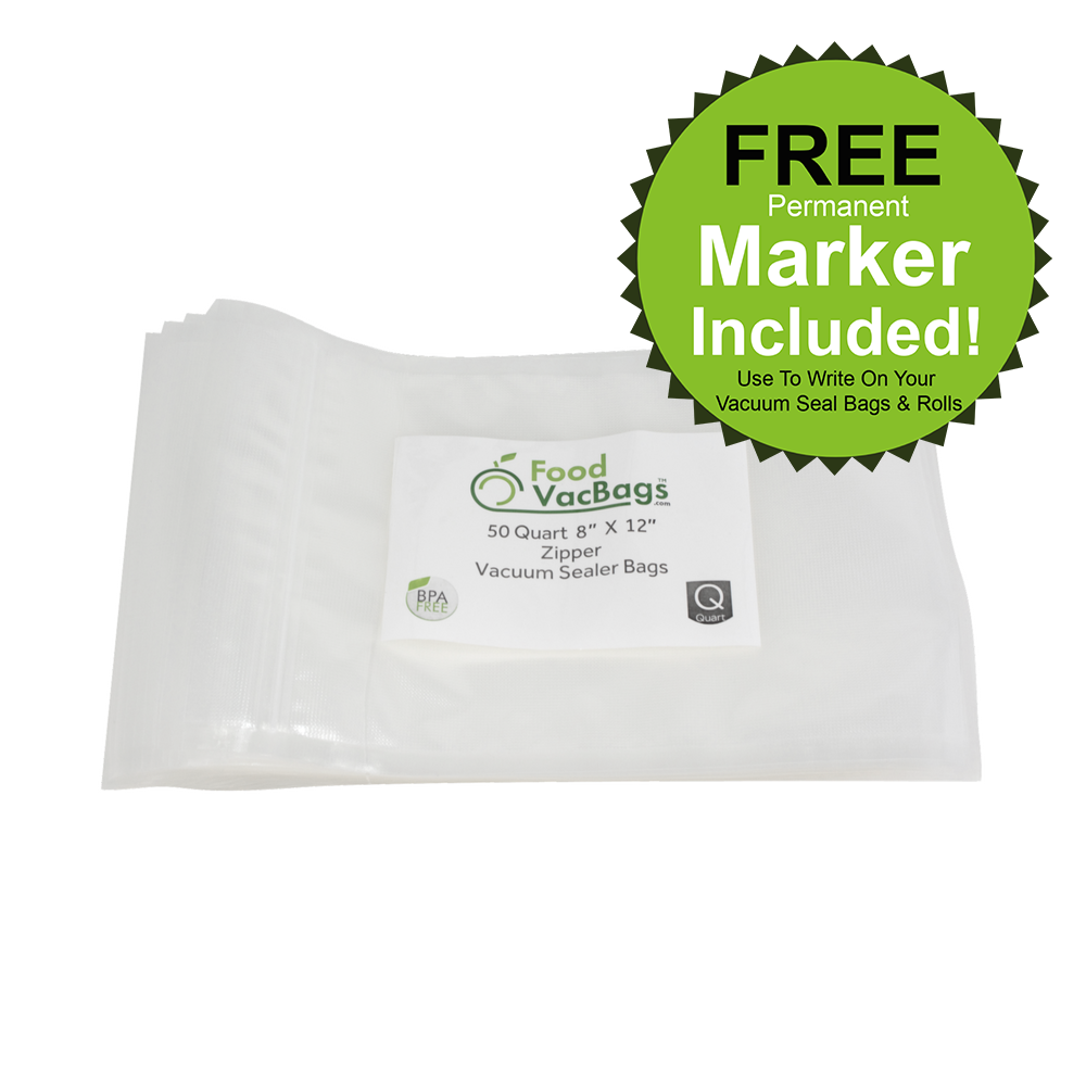 FoodVacBags Vacuum Seal Zipper Bags - Quart 8