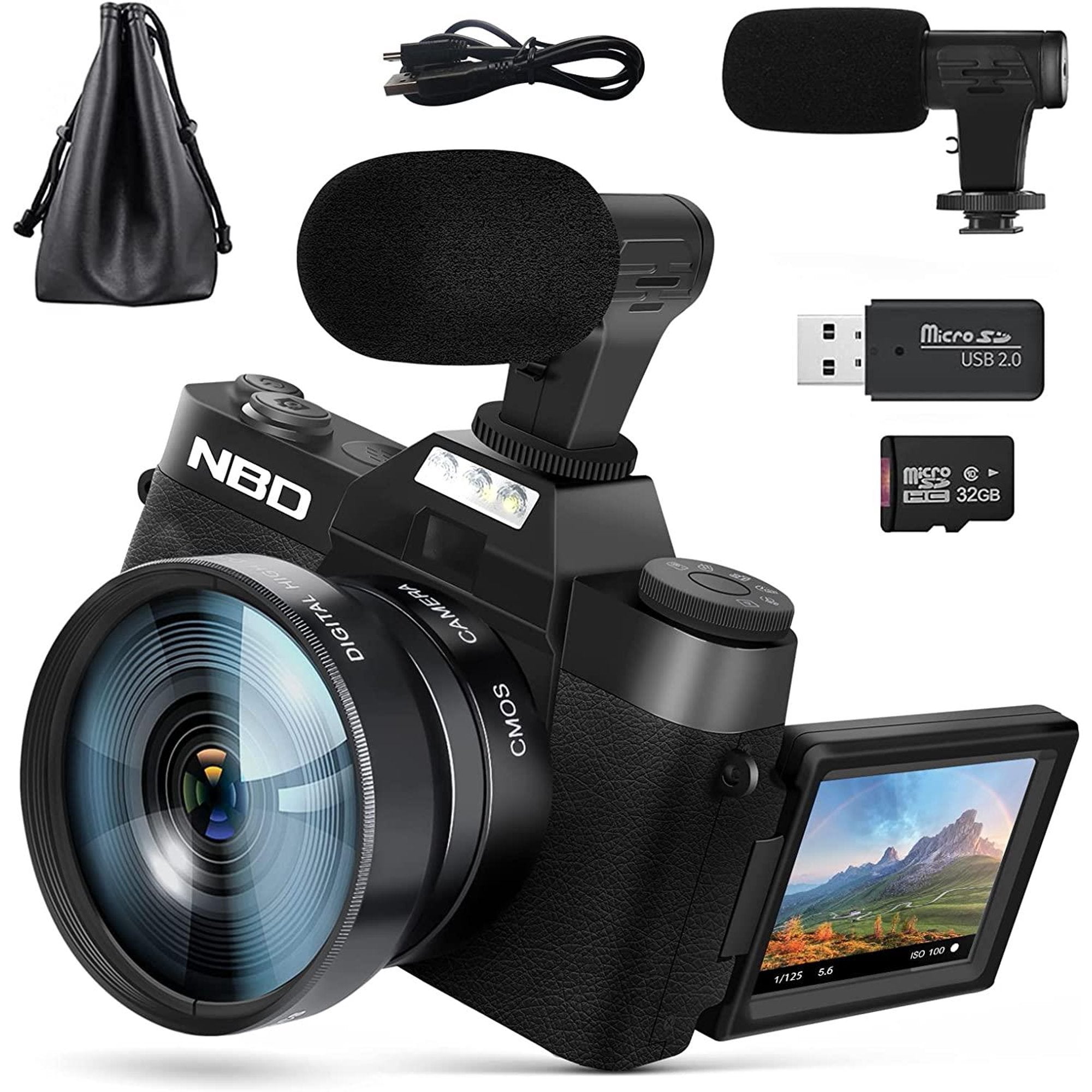 Cámara digital NBD Cámara compacta 4K 48MP, cámara de vlogging de   con pantalla ultra clara de 3.0 pulgadas, cámara de video con zoom