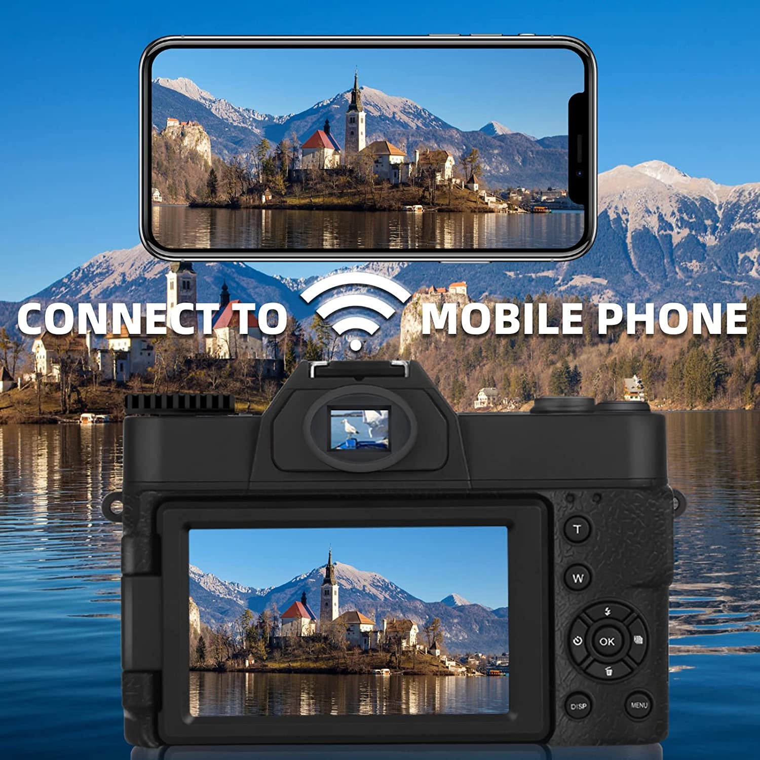 Appareil photo numérique NBD Caméra de connexion tout-en-un ultra HD 48MP  48MP avec objectif grand angle, zoom numérique 16x et écran 3