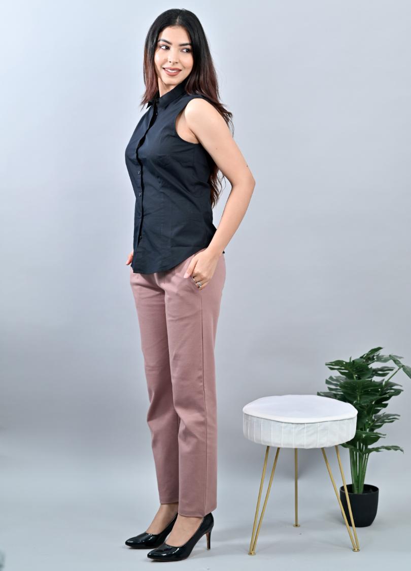 Wine cigarette pencil pants & trousers for women casual and office