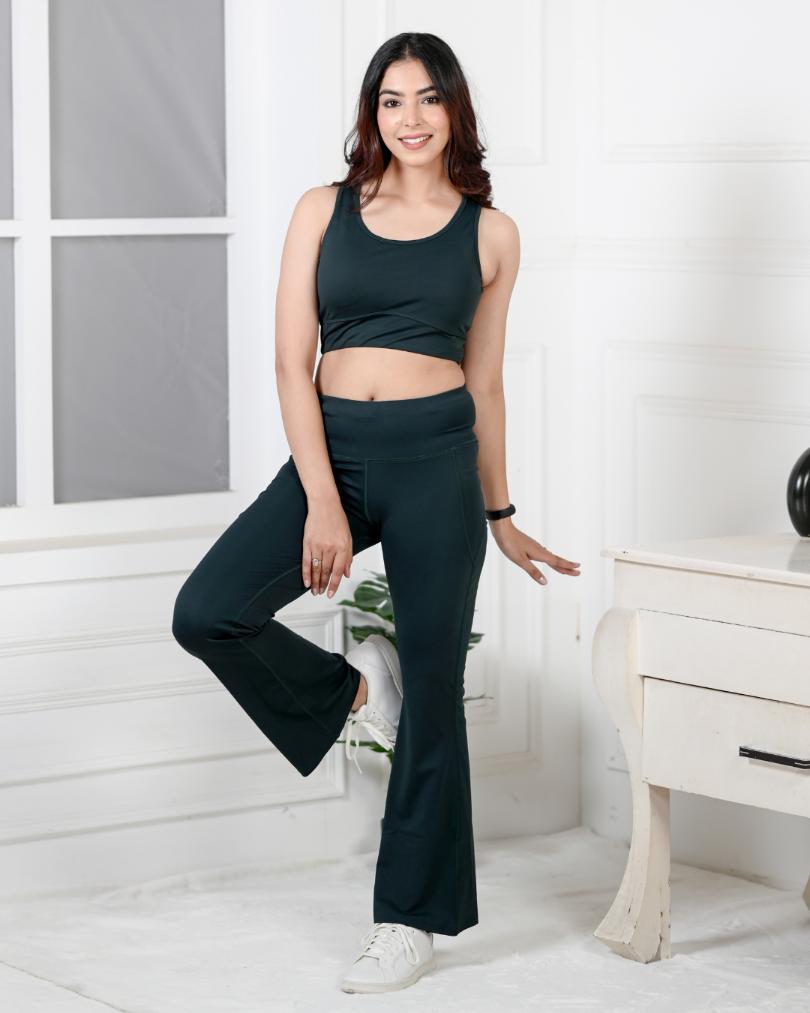 Buy High Waist Ribbed Body Slimmer Dark Green Push-up Leggings, Comfortable  and Stretch Active Leggings, Green Yoga Workout Bottom for Women Online in  India 