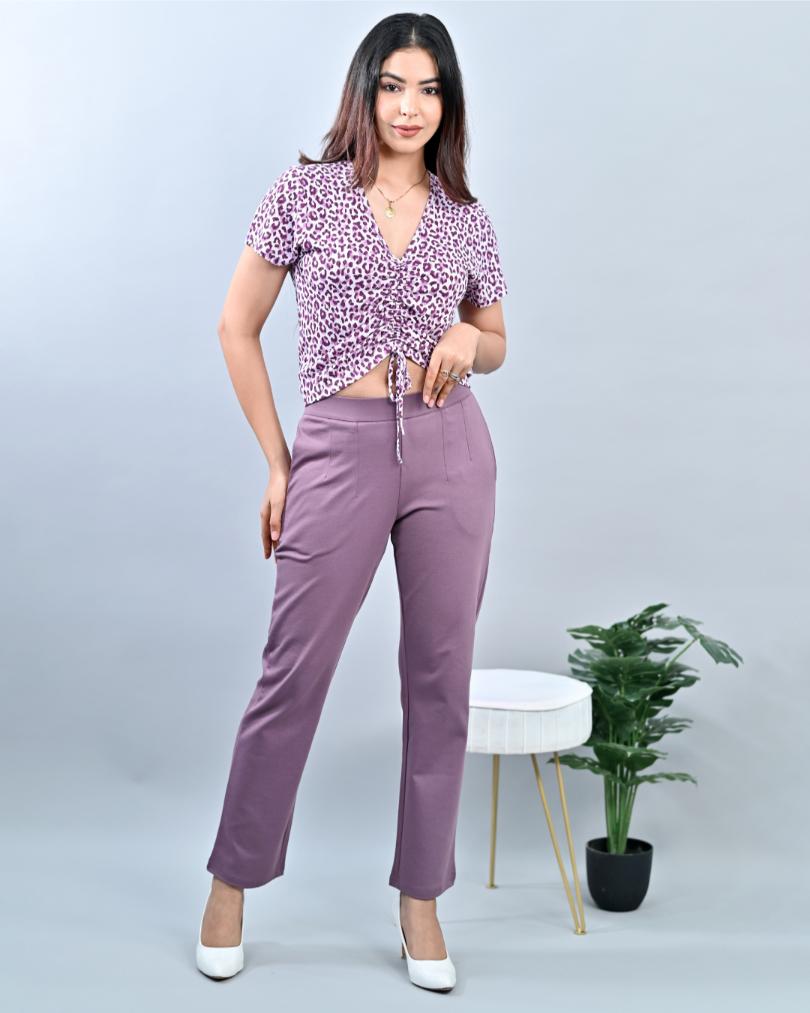 Wine cigarette pencil pants & trousers for women casual and office wear.