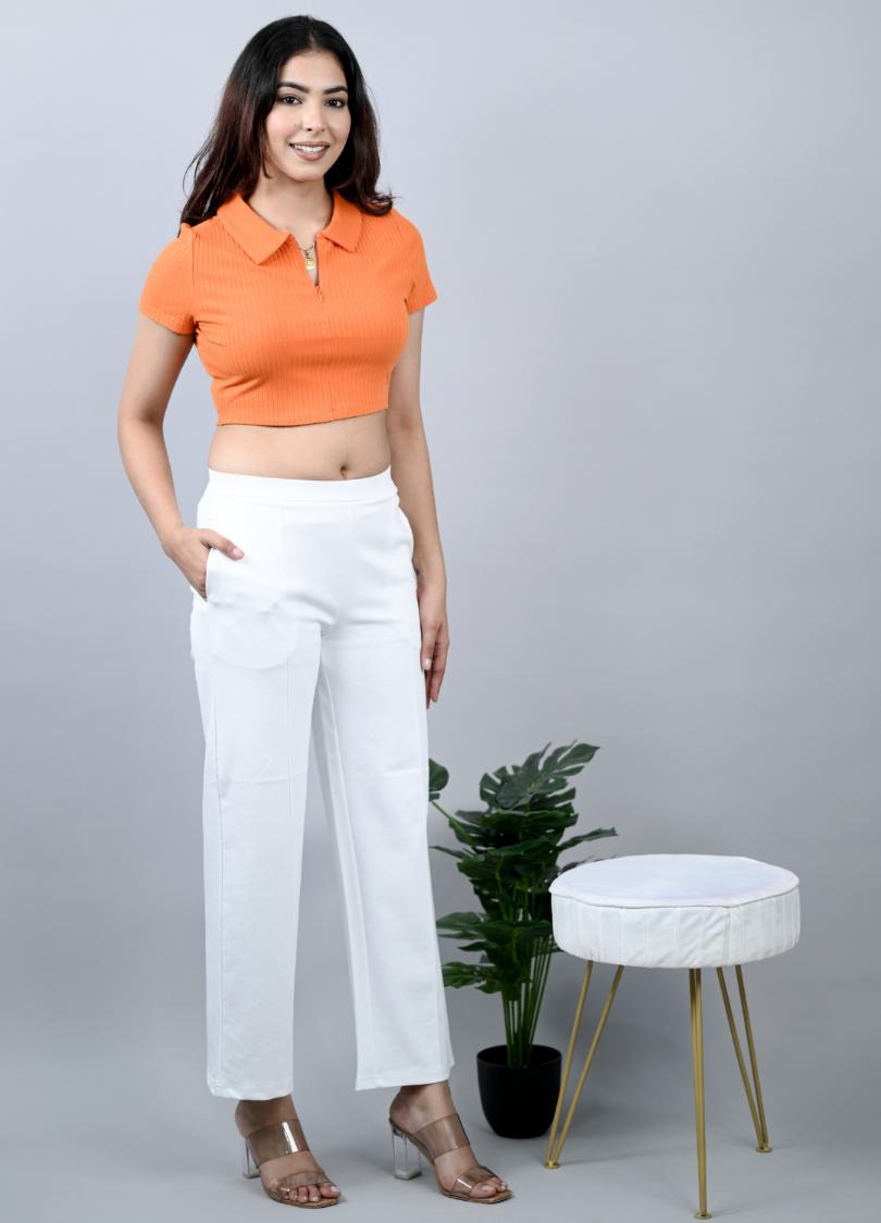 White jeggings pants & trousers for women casual and office wear.