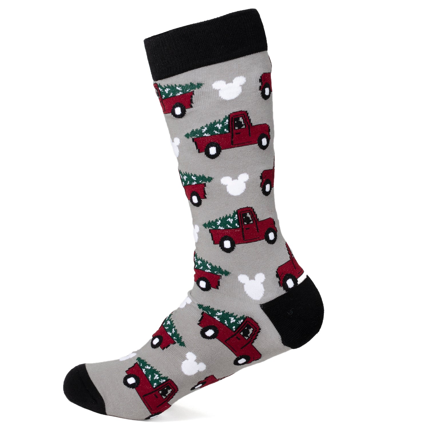 Mickey Silhouette Holiday Truck Gray Socks