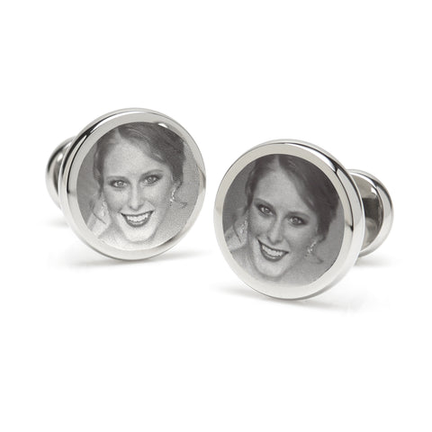 Custom Engraved Round Photo Cufflinks