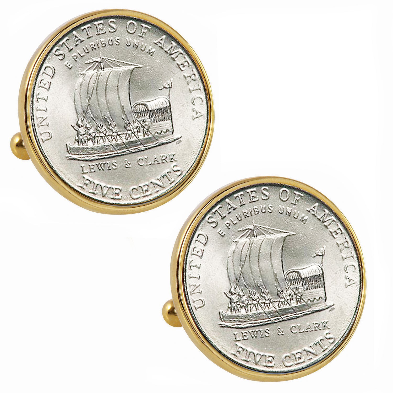 2004 Keelboat Nickel Goldtone Bezel Coin Cufflinks