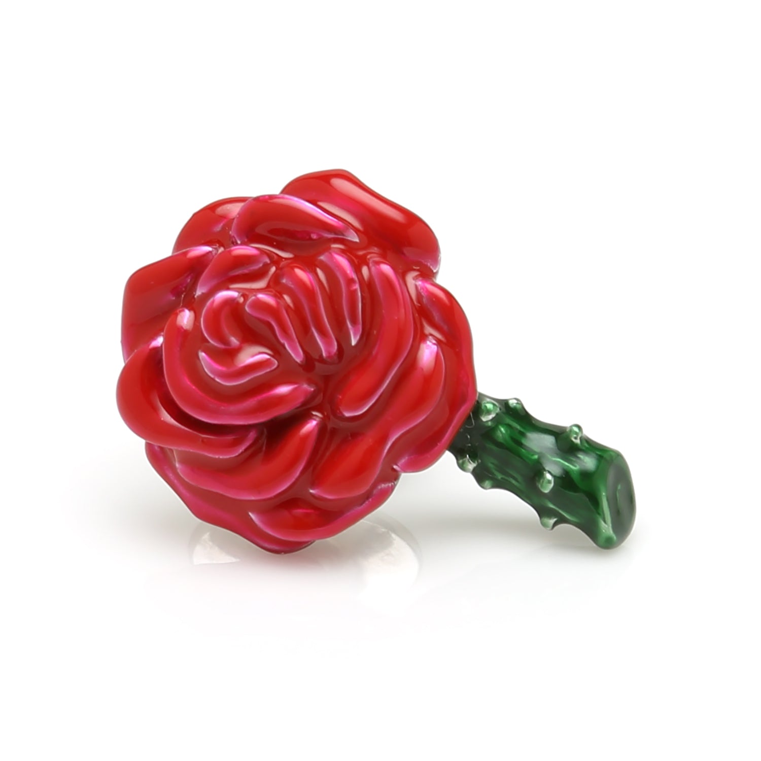 Sterling Silver Red Rose Lapel Pin