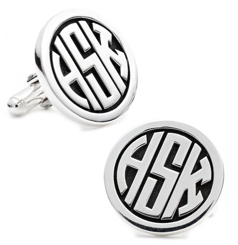 Sterling Personalized Signet Monogram Cufflinks