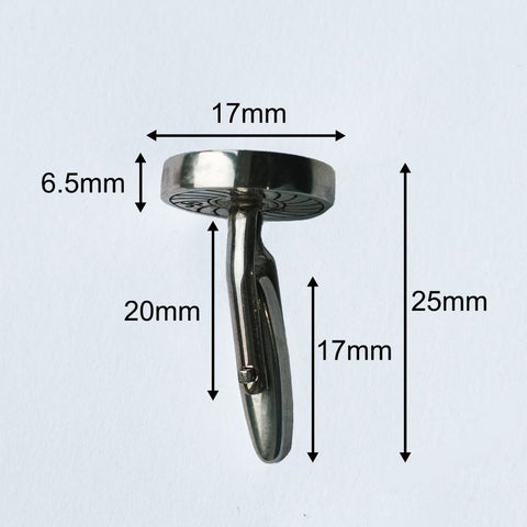 Silver sterling cufflink size guide