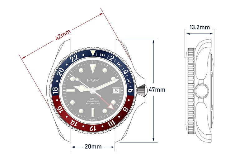 size of the diver 200m automatic diving watch