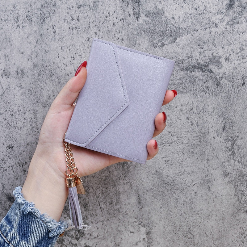 Women's Wallet Cute Student Tassel Pendant Short Wallet Trend Small Fashion Purse  Coin Purse Ladies Card Bag
