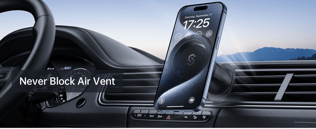 Magnetic In-Car Phone Holder (Metal Plates Included)