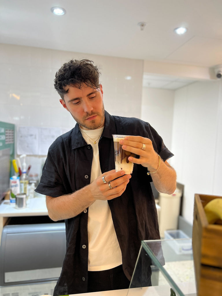 Alfie Deyes at Clean Kitchen with Future Self Coffee and Collab Coffee
