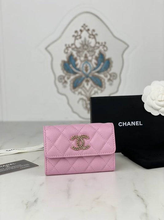 CHANEL 2023 Cruise Calfskin Plain Leather Card Holders (AP3139 B09846 94305)