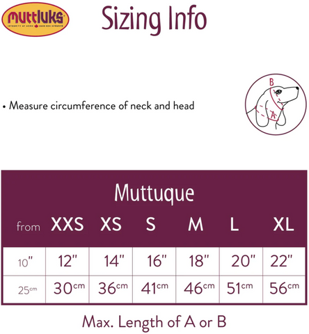 MuTTuque Size Chart