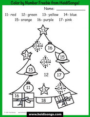 Christmas Tree Color by Number Worksheet