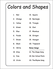 Colors and Shapes Songbook